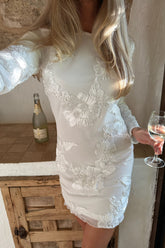 MalouIC Mesh Kjole - Hvit Blomst