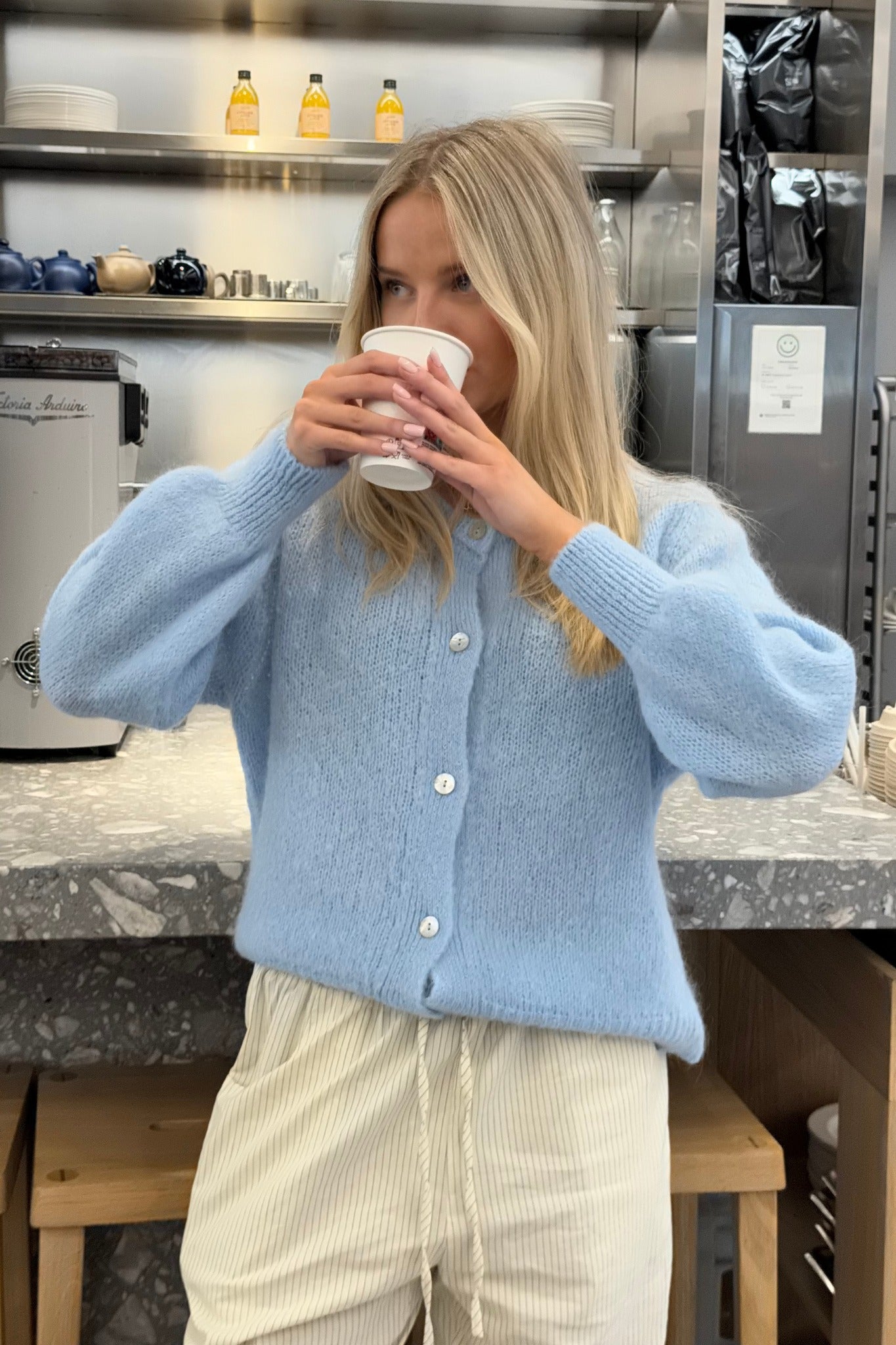 todayful Silk Cotton Cardigan アイスブルー IdaIC Cardigan - Light Blue – no.byic.com