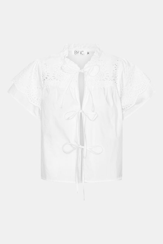 MayaIC Topp - Hvit Broderi