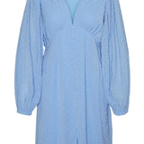 VMDora Dobby LS Vneck Short Dress - Little Boy Blue