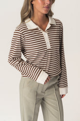 CarlyIC Polo - Brun Stripete