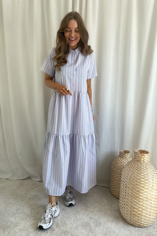Lipe Kjole Sleeve - Rose/Blå Stripe