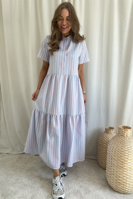 Lipe Kjole Sleeve - Rose/Blå Stripe