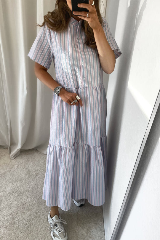 Lipe Kjole Sleeve - Rose/Blå Stripe