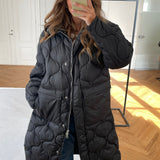 JXLenora Shiny Quilted Coat - Black