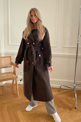 ONLSepia Emma Xlong Trenchcoat - Mulch