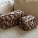 EmilieIC Mini Cosmetic Bag - Brown Checks