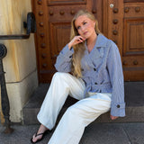 AlmaIC Trenchcoat - Blue Woven Stripe