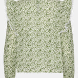 LiaIC Lace Shirt - Green Garden Print