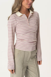 LivaIC Polo - Lavendelfargede Striper