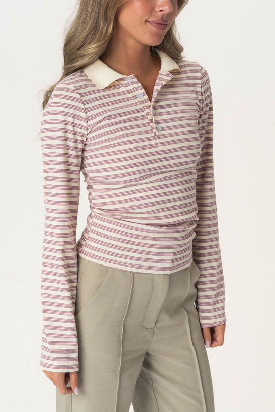 LivaIC Polo - Lavendelfargede Striper