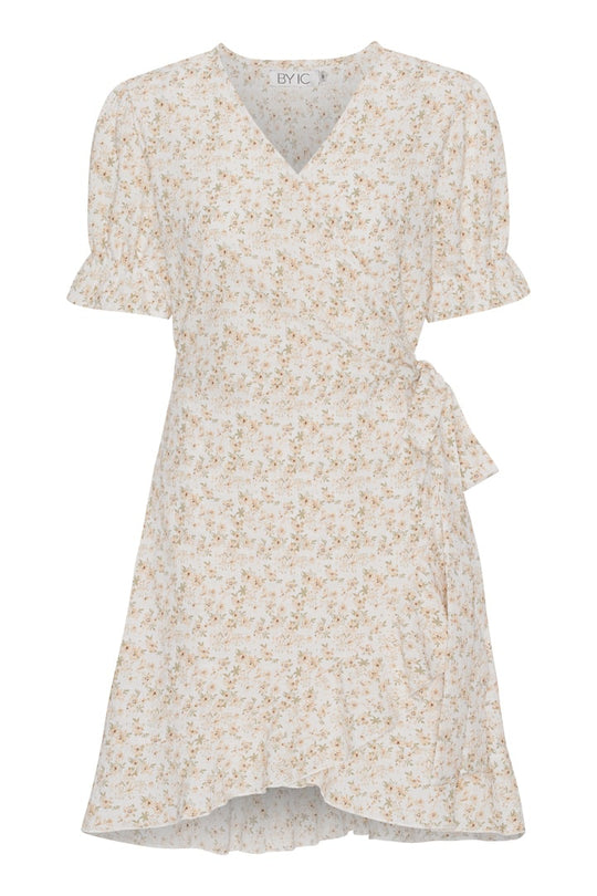 NaomiIC Kjole - Fersken Blomstertrykk
