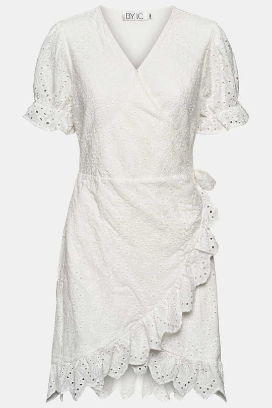 NaomiIC Kjole - Hvit Broderi