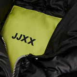 JXLenora Shiny Quilted Coat - Black