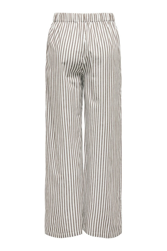 ONLSaga Bukser - Hvit Med Brun Striper