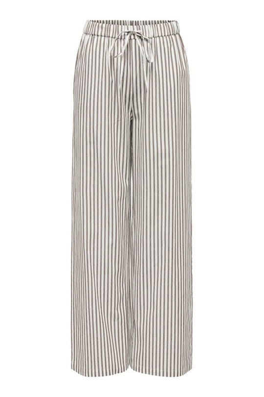 ONLSaga Bukser - Hvit Med Brun Striper