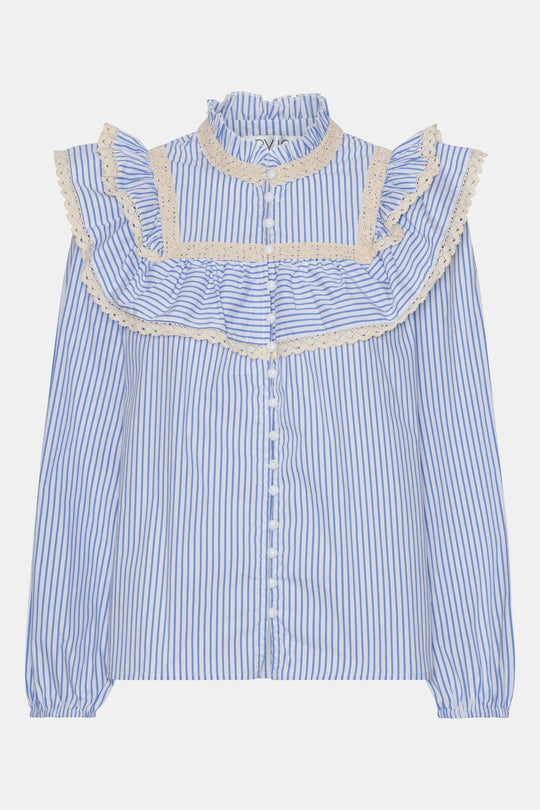 AmalieIC Skjorte - Hvit Blå Stripete