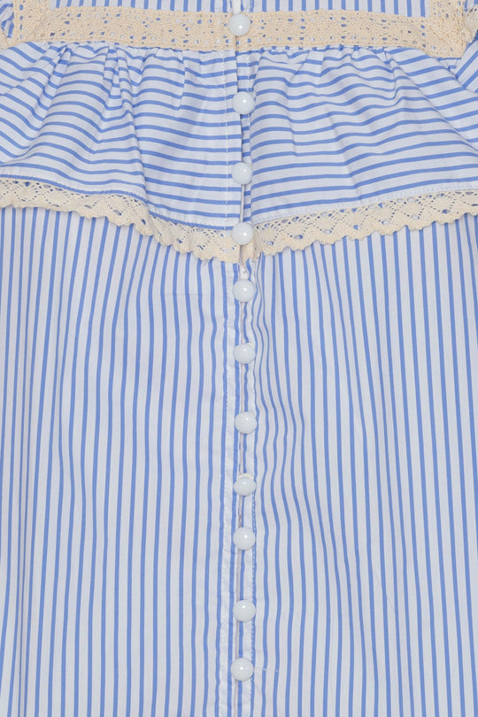 AmalieIC Skjorte - Hvit Blå Stripete