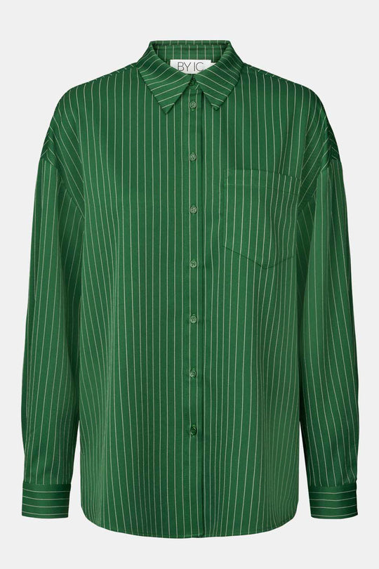 LivaIC Skjorte - Mørk Grønn  Hvit Stripete
