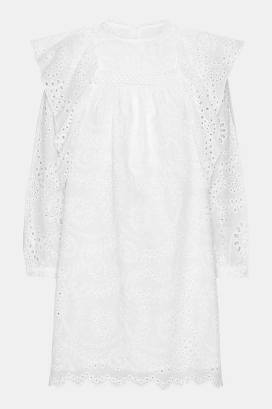 IngridIC Kjole - Hvit Broderi