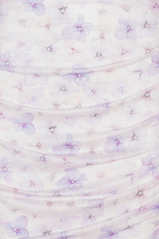 LilyIC Mesh Kjole - Lavendel Blomstertrykk