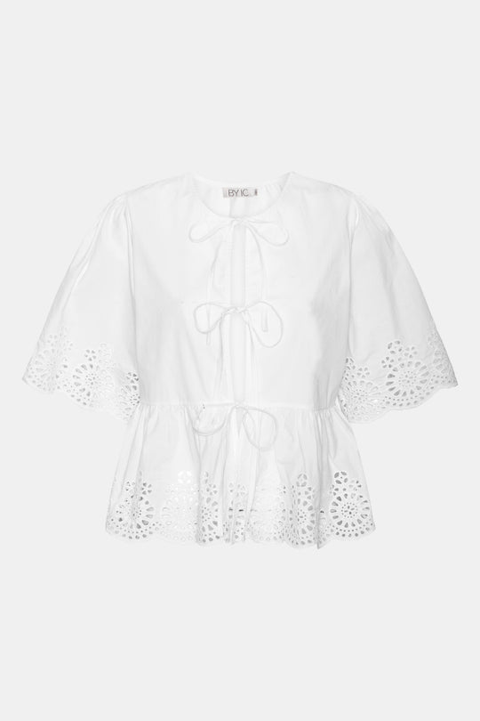 LulaIC Topp - Hvit Broderi