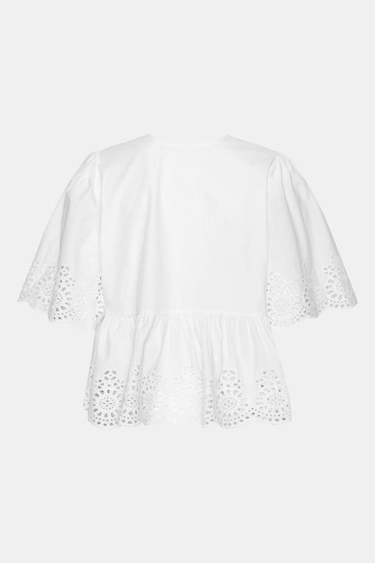 LulaIC Topp - Hvit Broderi