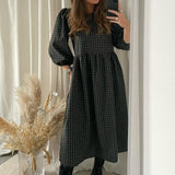 Aminni O-Neck 3/4 Midi Dress - Green - BYIC