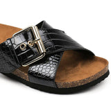 Mathilda Croc Slip On - Black - BYIC