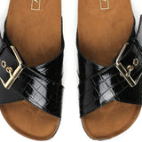 Mathilda Croc Slip On - Black - BYIC